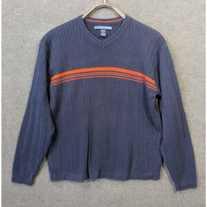 Vintage XG Xtreme Gear Sweater Men Medium Ribbed Pullover Skater Y2K Navy Orange